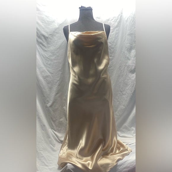 Vtg Bebe Slip Dress Womens M Midi Drape Neckline Satin 90s Grunge Y2K whimsy - Picture 3 of 11